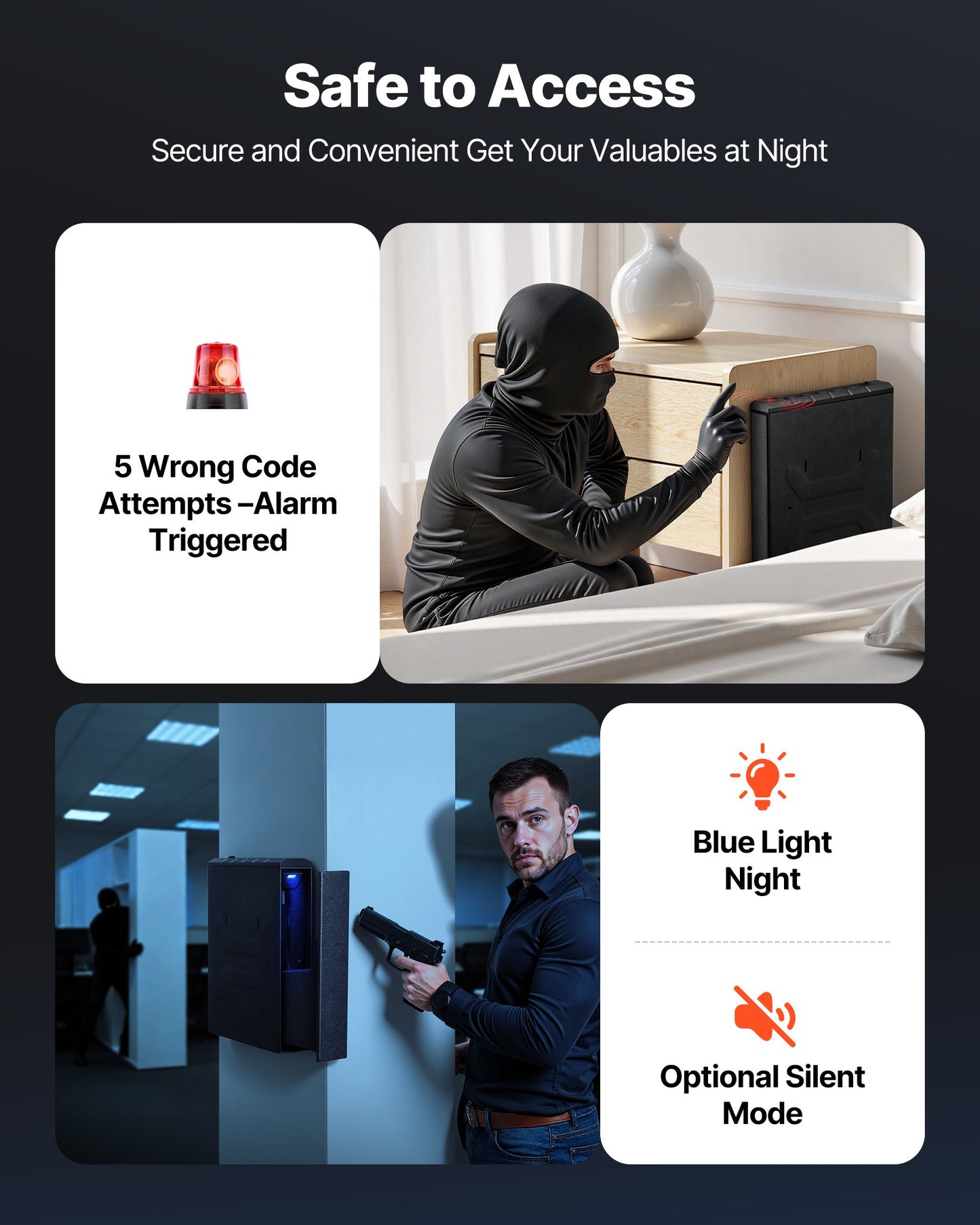 Gun Safe, Slider Handgun Gun Safe with Fingerprint/Password/Key, 3-Way