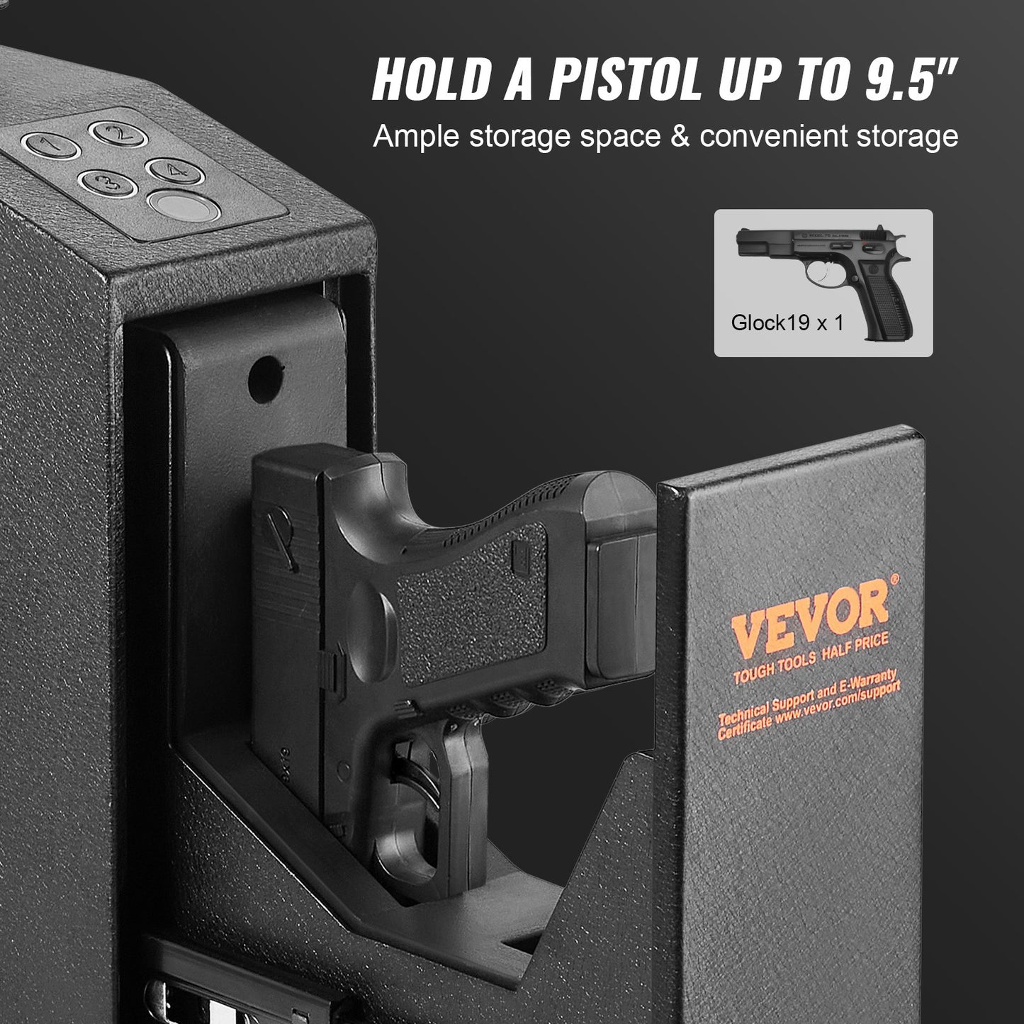 Mounted Gun Safe for Pistols, Biometric Gun Safe with Three Quick