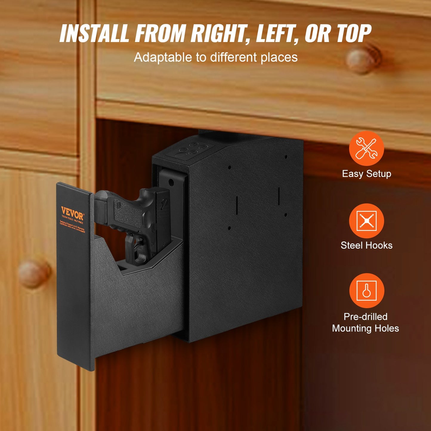 Mounted Gun Safe for Pistols, Biometric Gun Safe with Three Quick