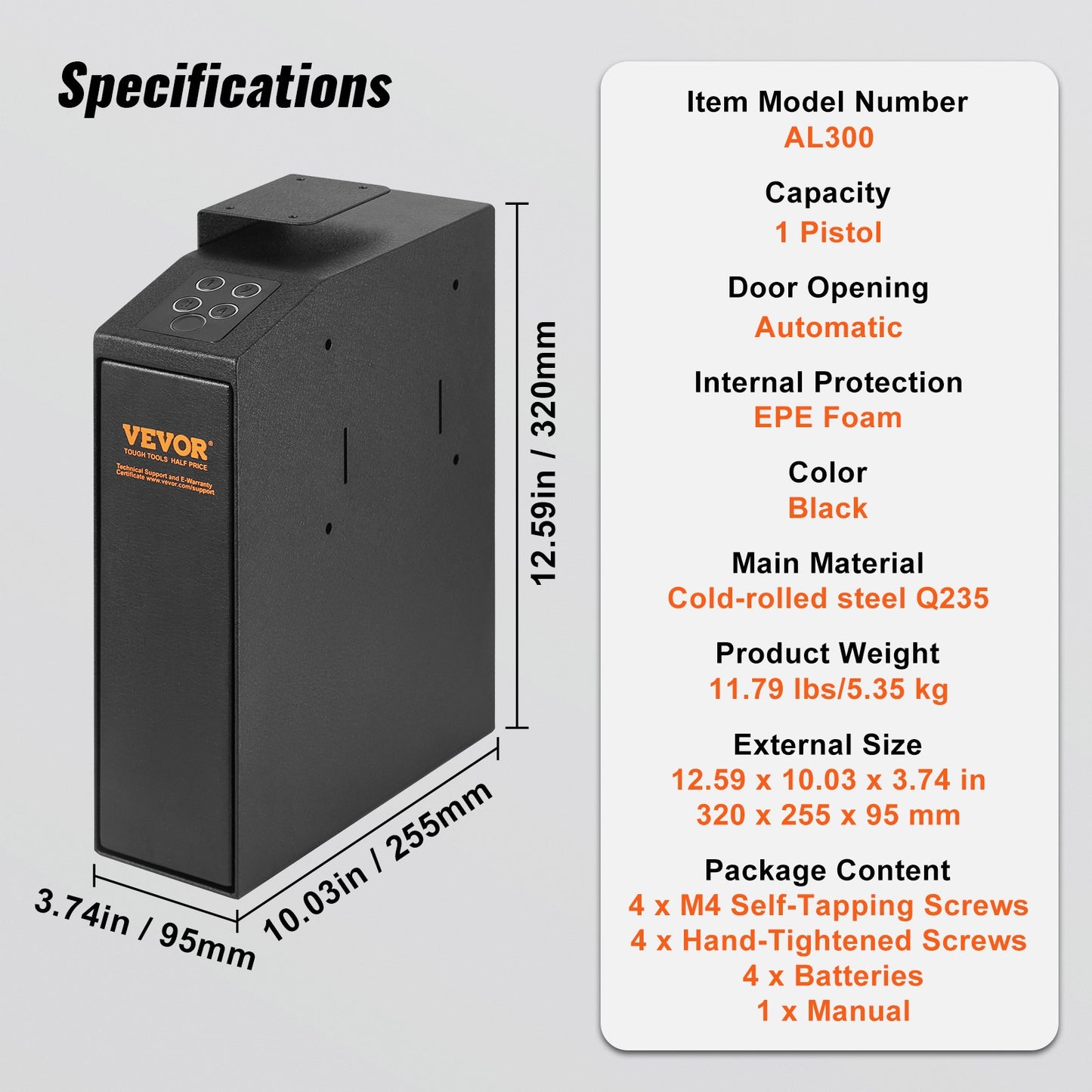 Mounted Gun Safe for Pistols, Biometric Gun Safe with Three Quick