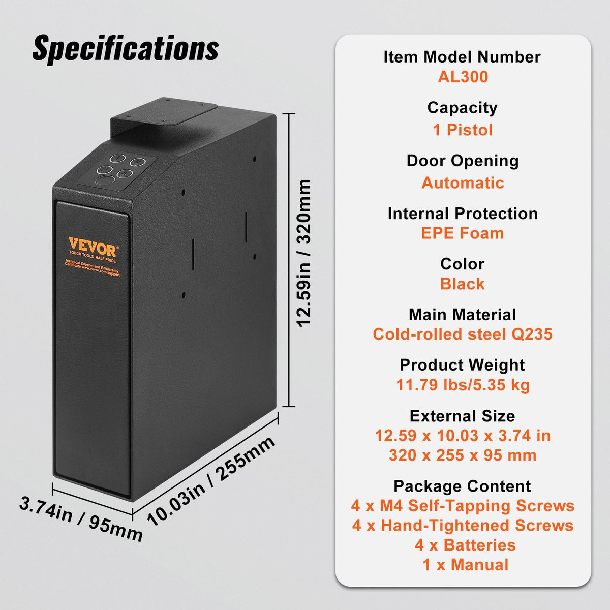 VEVOR Mounted Gun Safe for Pistols, Biometric Gun Safe with Three