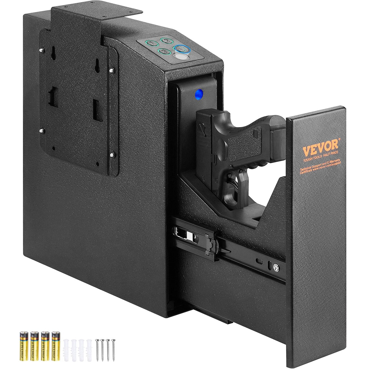 VEVOR Mounted Gun Safe for Pistols, Biometric Gun Safe with Three
