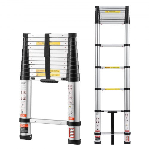 3.8m Telescoping Ladder, Aluminum Lightweight Multi-Purpose