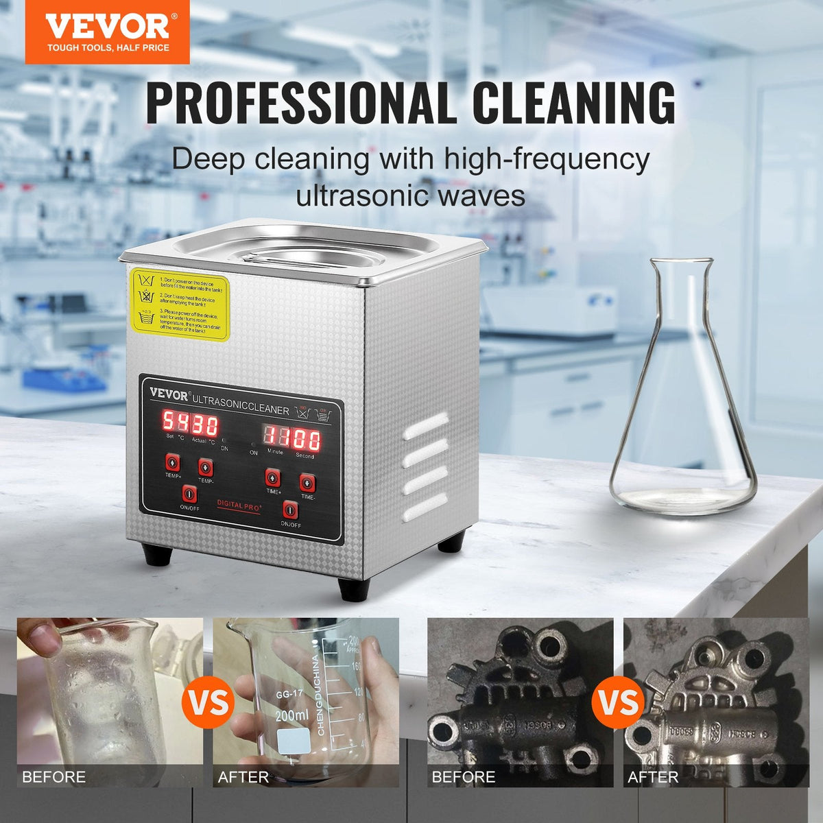 VEVOR Ultrasonic Cleaner with Digital Timer & Heater, Professional