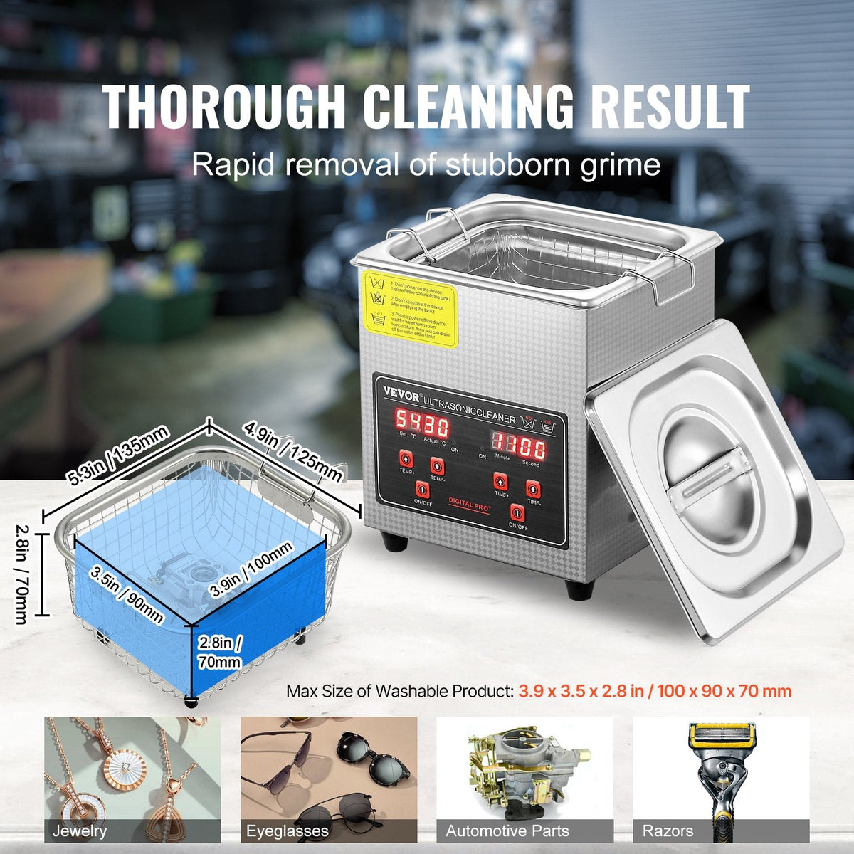 VEVOR Ultrasonic Cleaner with Digital Timer & Heater, Professional