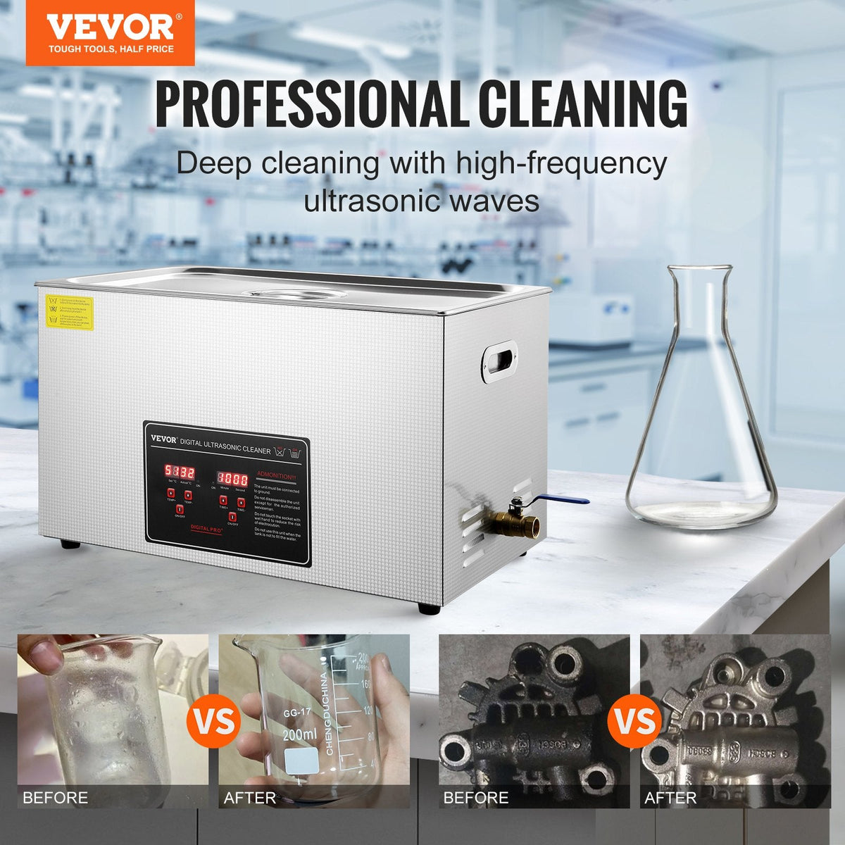 VEVOR Ultrasonic Cleaner with Digital Timer & Heater, Professional