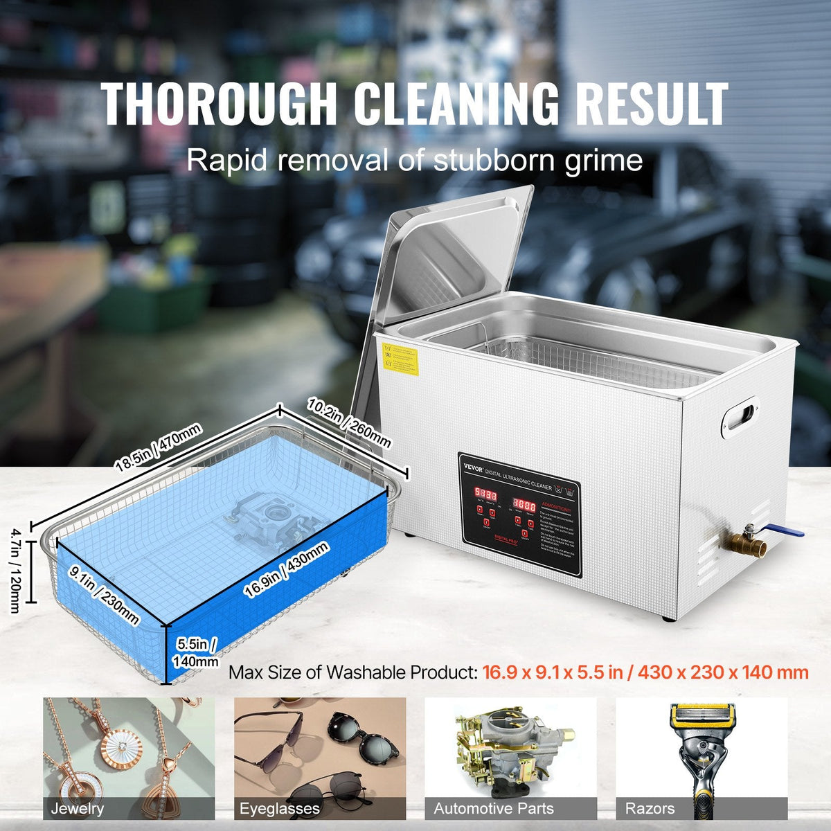 VEVOR Ultrasonic Cleaner with Digital Timer & Heater, Professional