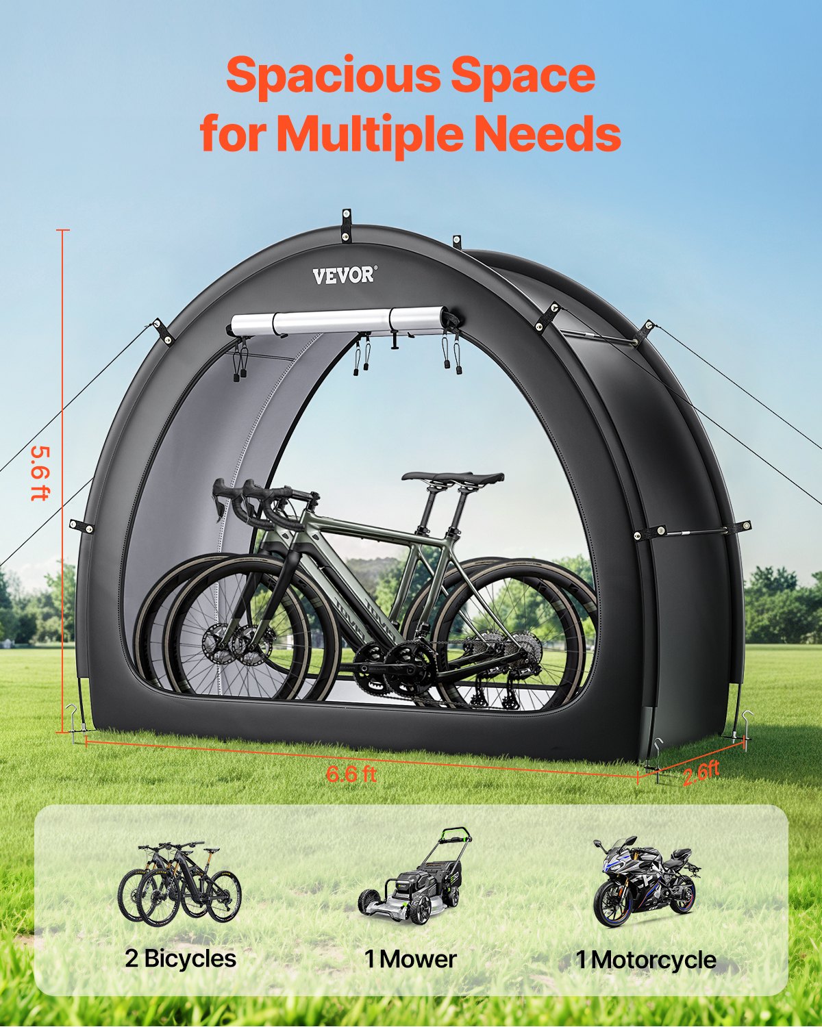 Bike Storage Tent, 1 to 2 Bikes, Outdoor Spacious Bike Storage Tent