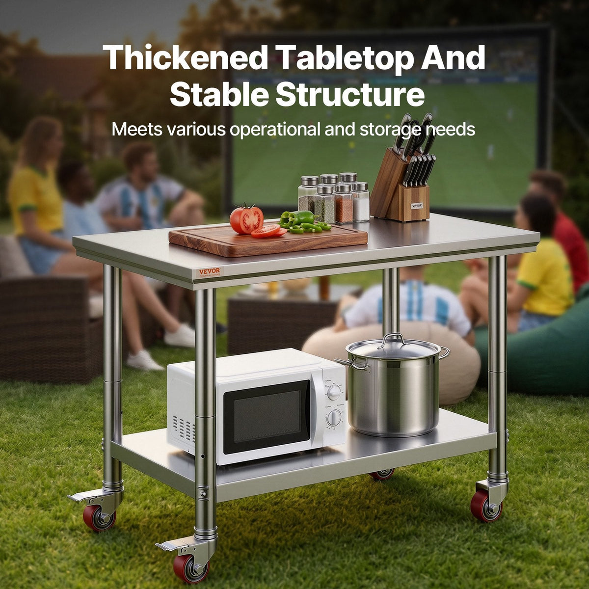 VEVOR Stainless Steel Work Table 35 x 24 x 33 Inch, 300 LBS Load