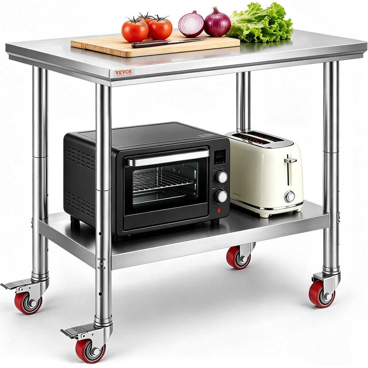 VEVOR Stainless Steel Work Table 35 x 24 x 33 Inch, 300 LBS Load