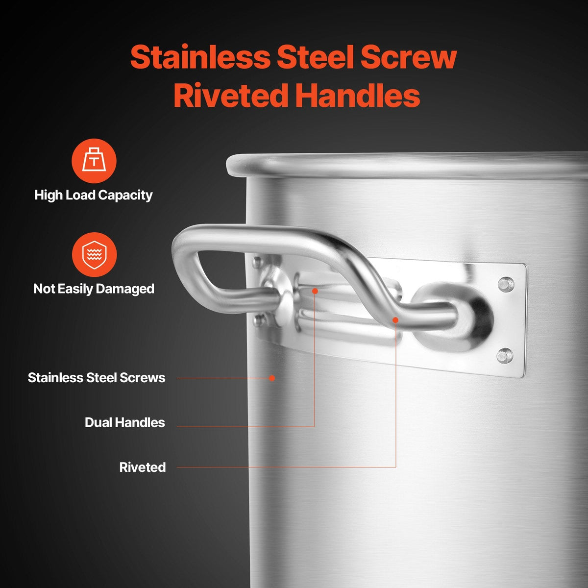 VEVOR Stainless Steel Stockpot, 100 Quart Large Cooking Pots, Cookware