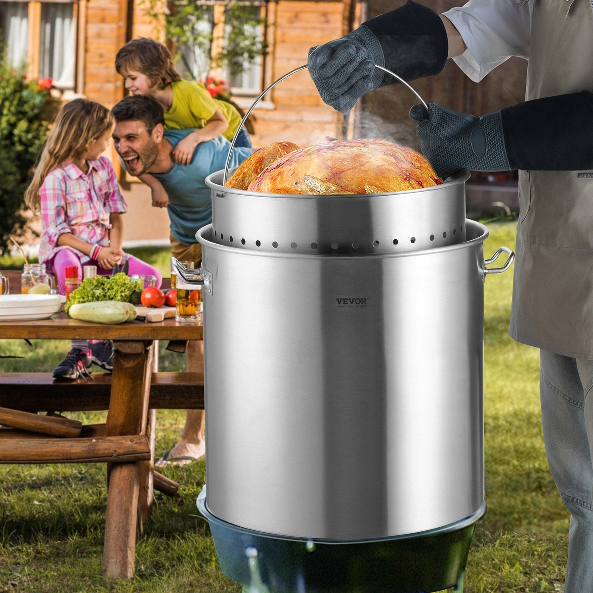 VEVOR Stainless Steel Stockpot, 100 Quart Large Cooking Pots, Cookware