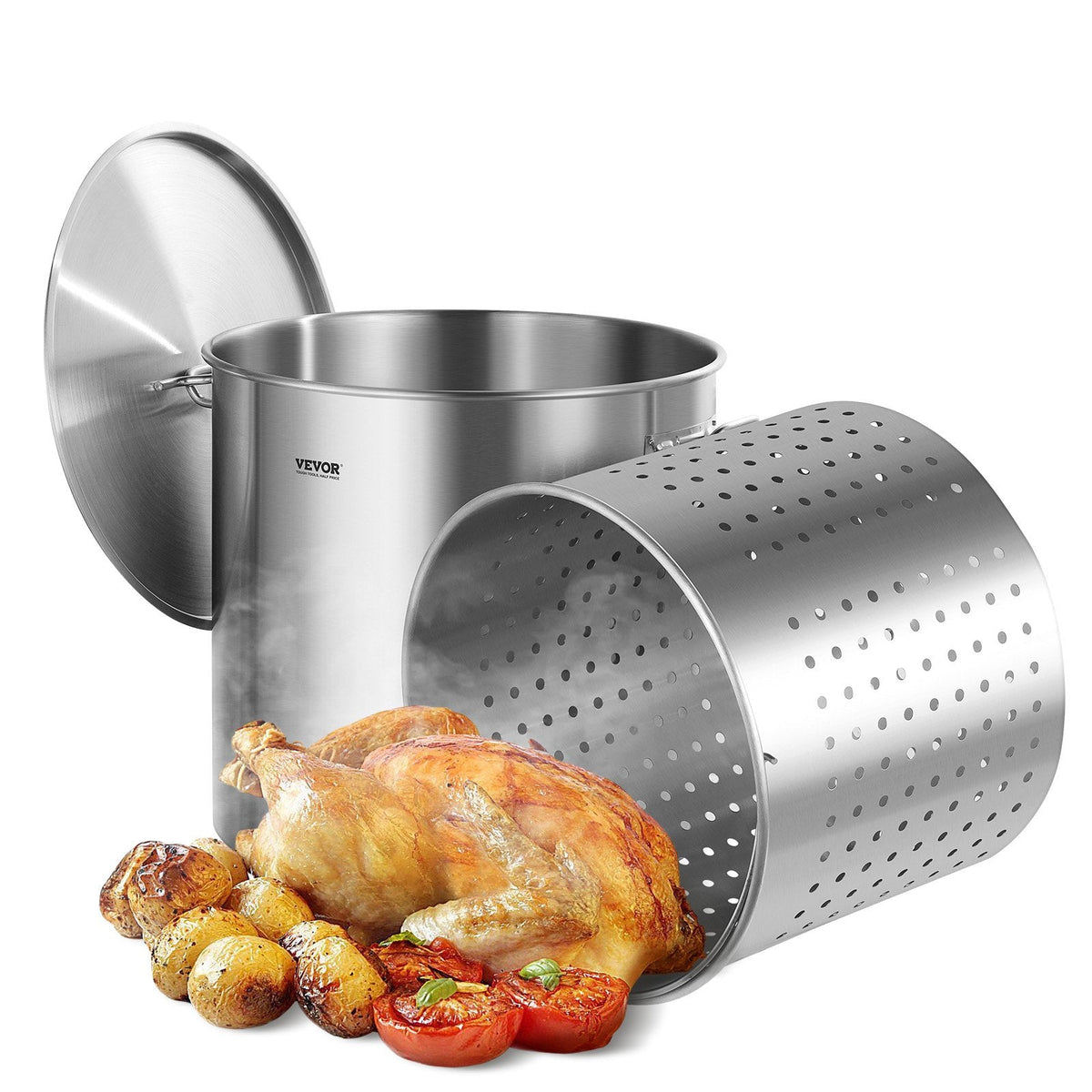 VEVOR Stainless Steel Stockpot, 100 Quart Large Cooking Pots, Cookware