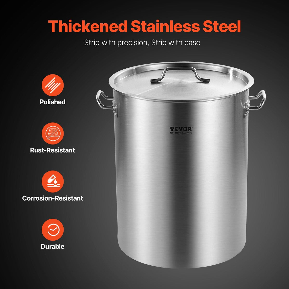 VEVOR Stainless Steel Stockpot, 36 Quart Cooking Pots, Cookware Sauce