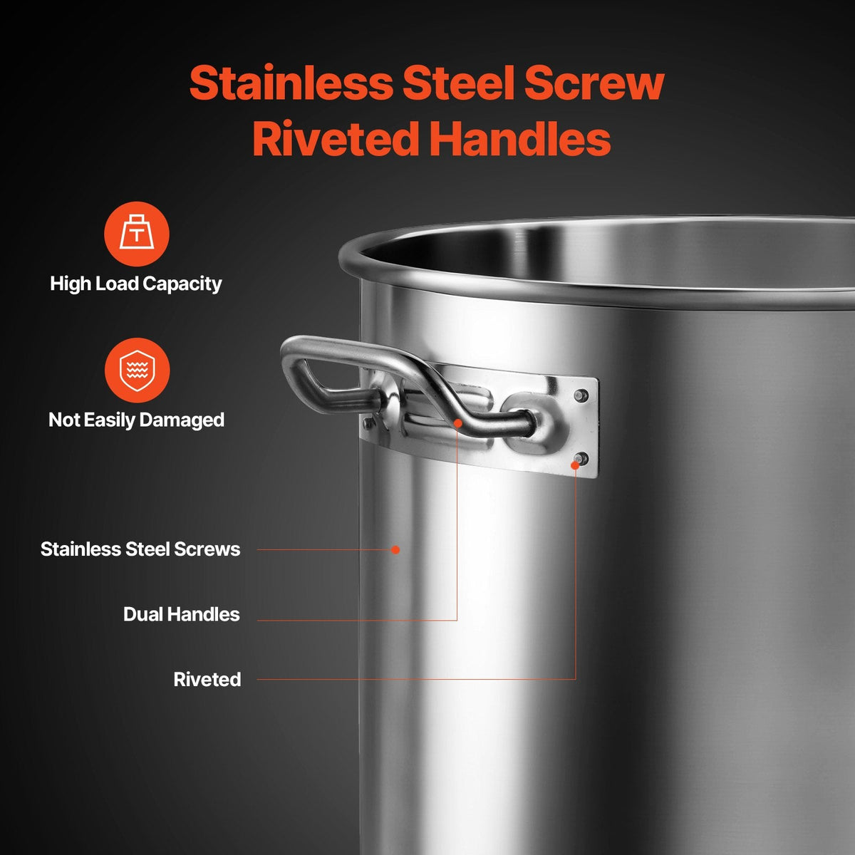 VEVOR Stainless Steel Stockpot, 36 Quart Cooking Pots, Cookware Sauce