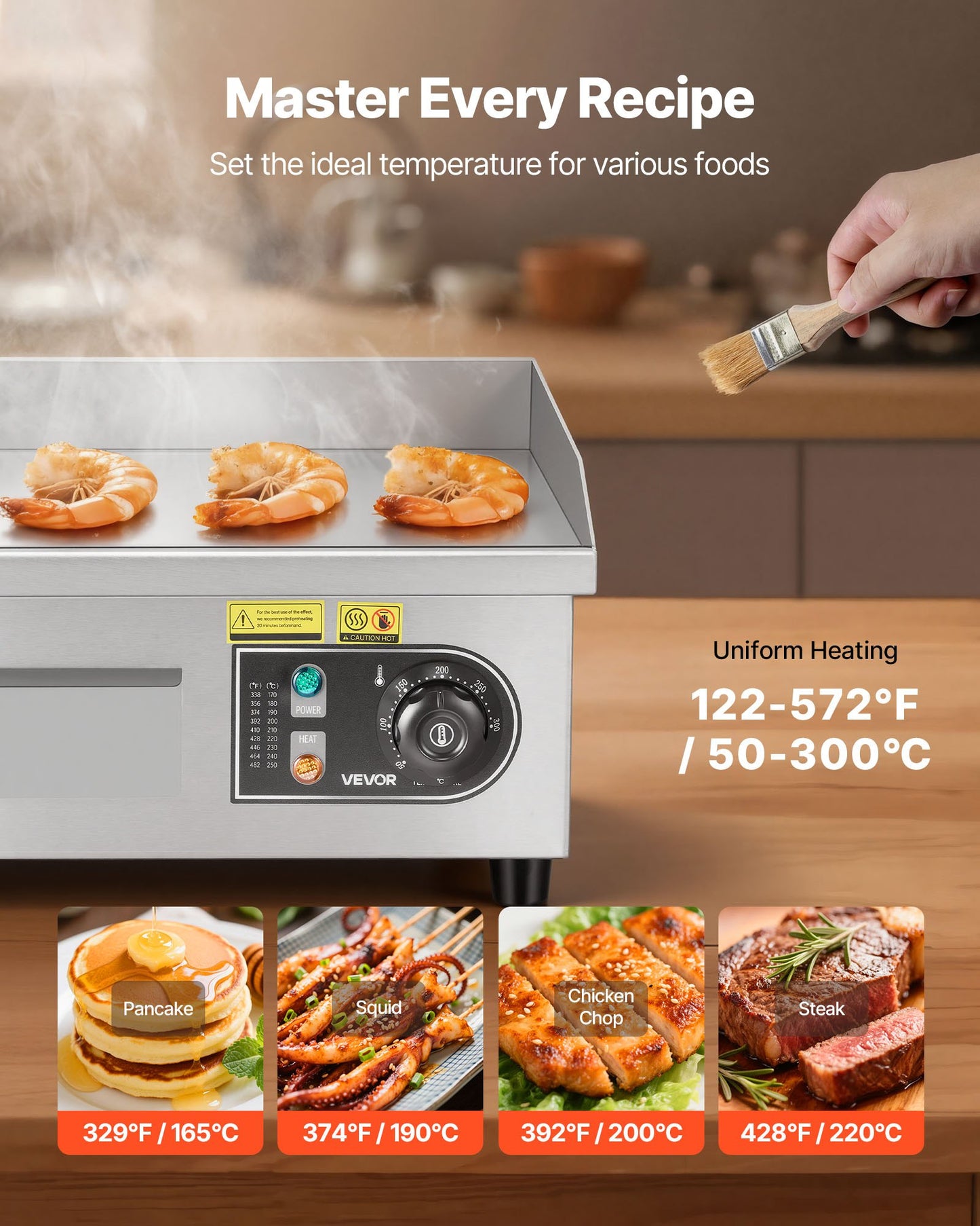 Commercial Electric Griddle, 355 x 300 mm, 2000W, 50-300°C Adjustable