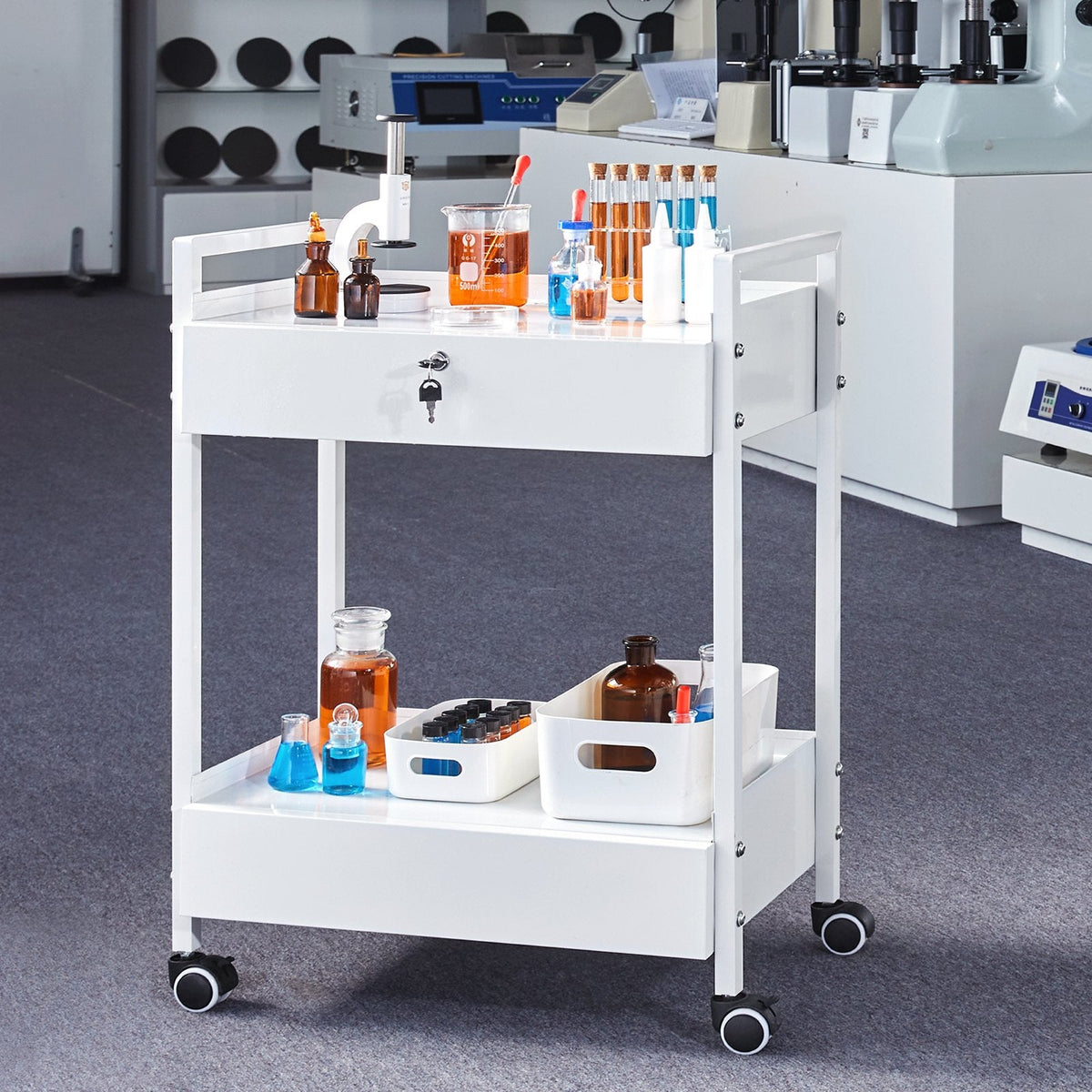 VEVOR Lab Cart, 2 Tiers Stainless Steel Utility Cart, Medical Cart