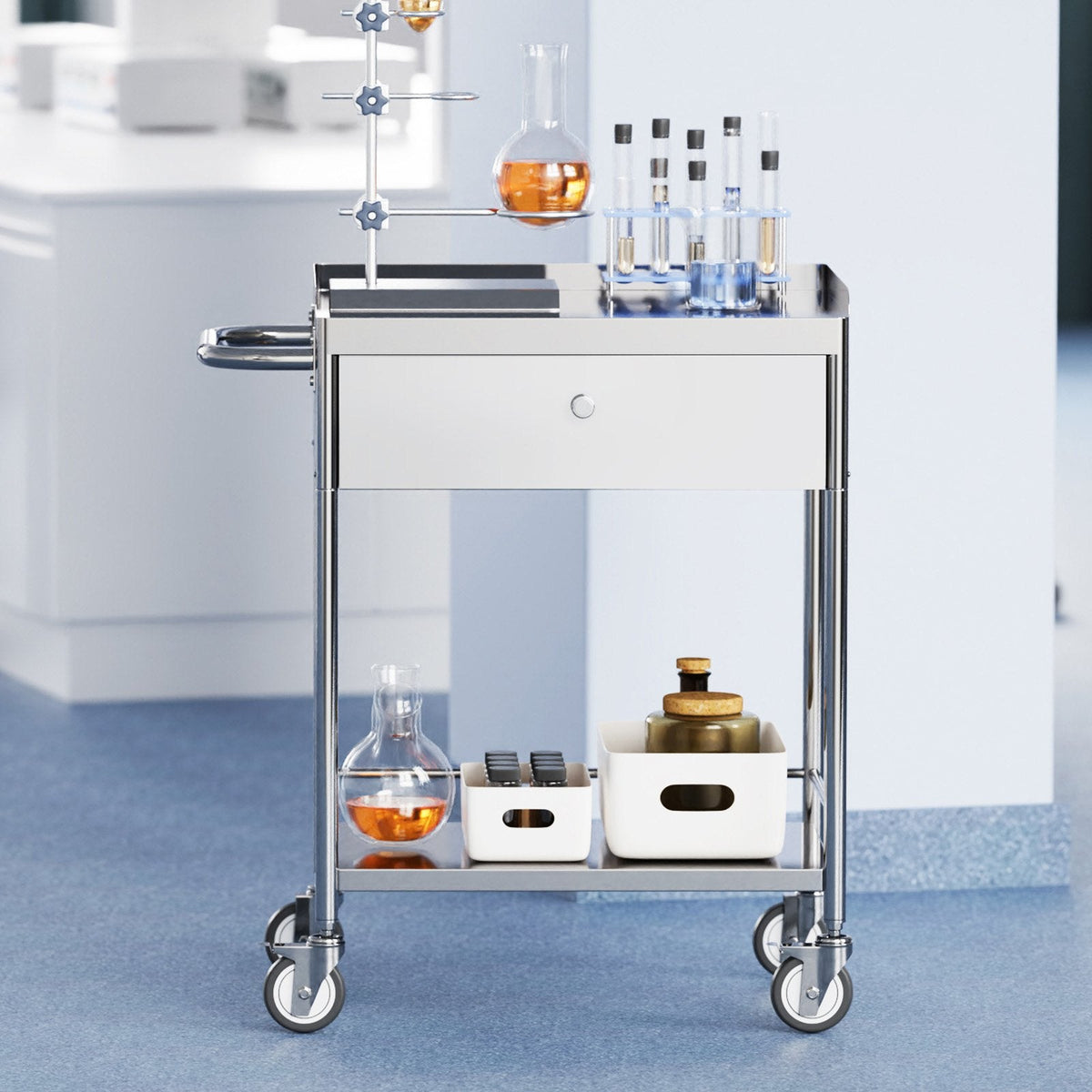 VEVOR Medical Cart, 2 Layers Stainless Steel Cart 99.8 kg Weight