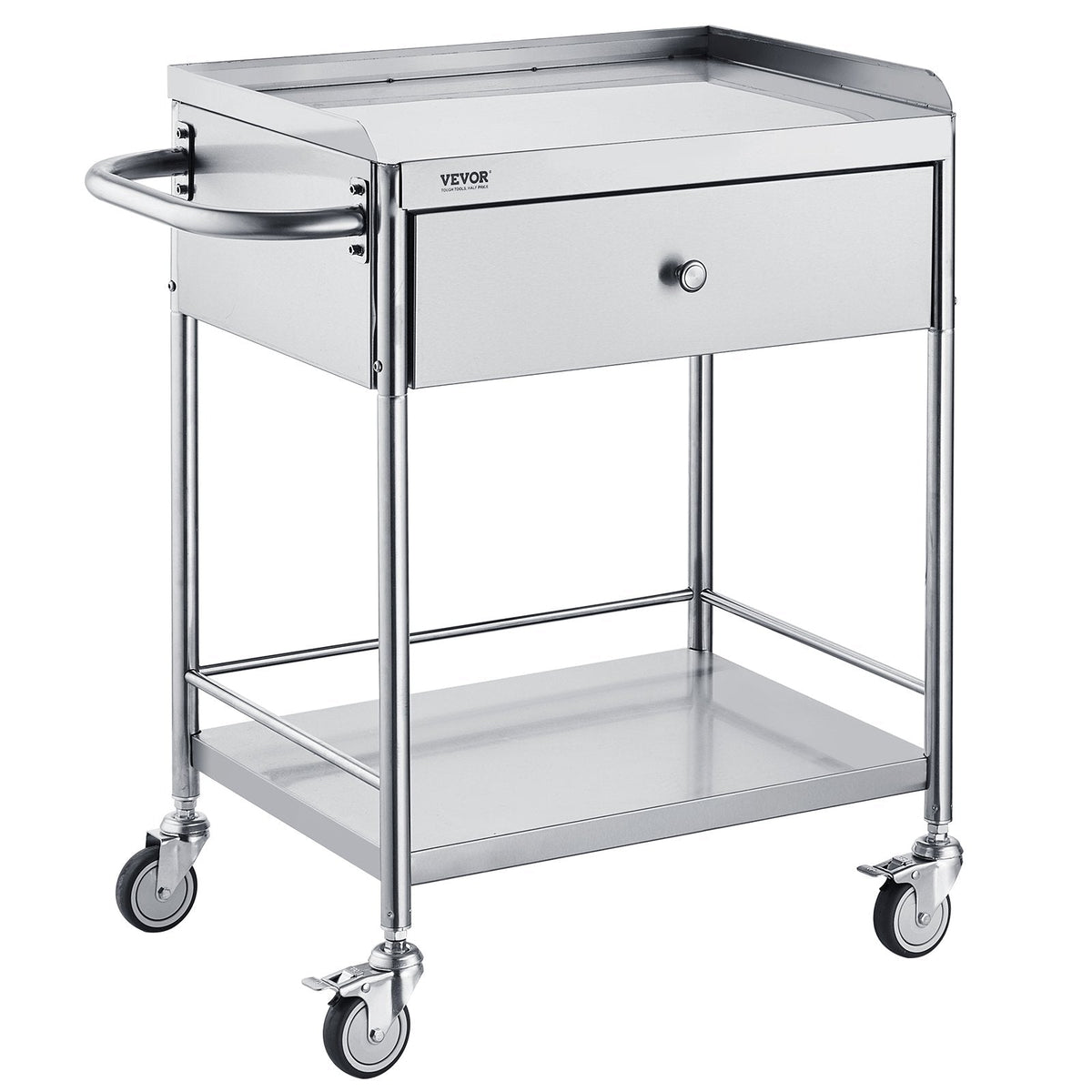 VEVOR Medical Cart, 2 Layers Stainless Steel Cart 99.8 kg Weight