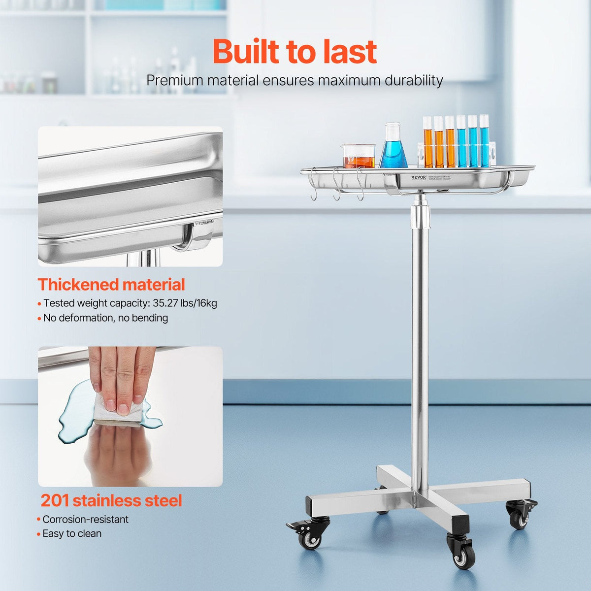 VEVOR Mayo Stand, Stainless Steel Mayo Tray, Load Capacity up to 35