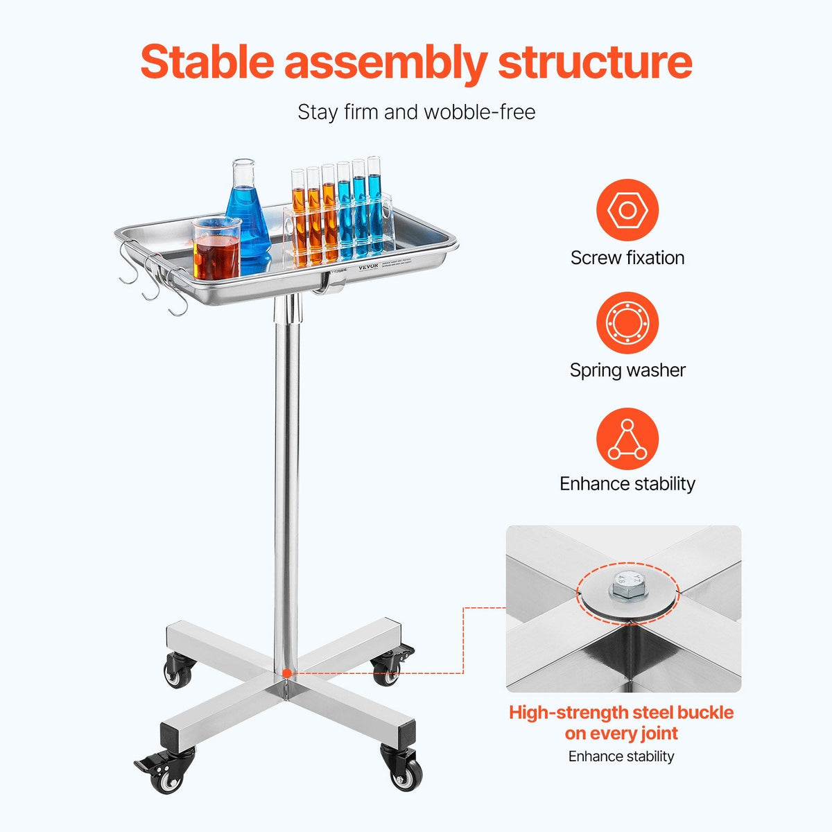 VEVOR Mayo Stand, Stainless Steel Mayo Tray, Load Capacity up to 35