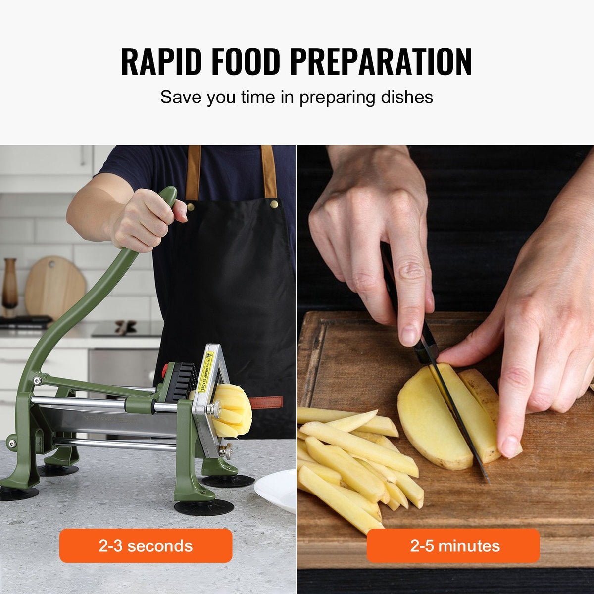 VEVOR French Fry Cutter, Potato Slicer with 1/2-Inch Stainless Steel