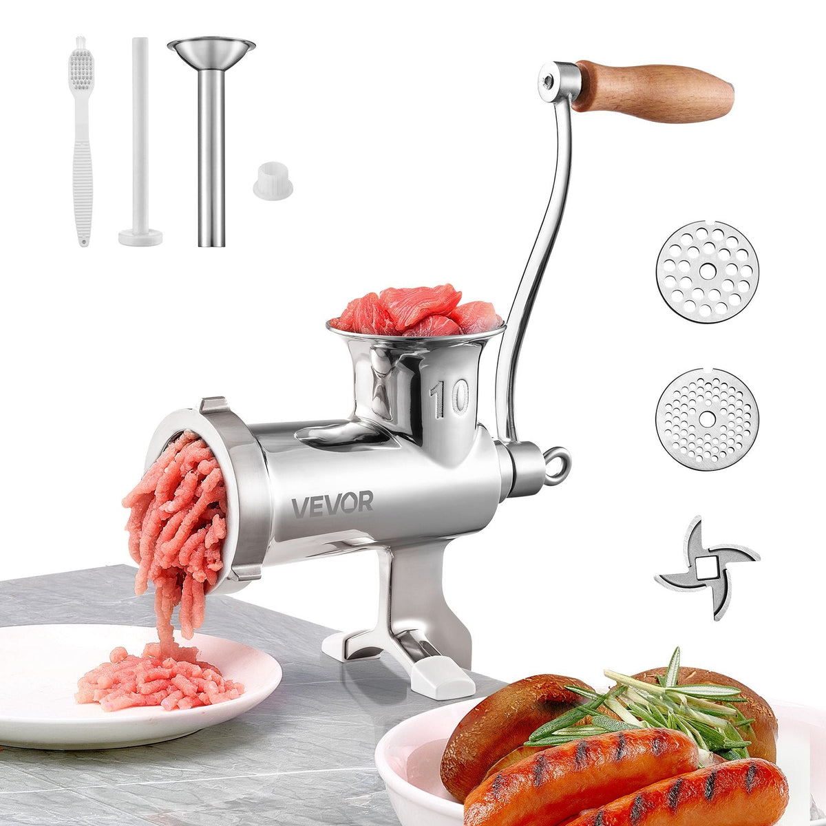 VEVOR Manual Meat Grinder, 304 Stainless Steel Hand Meat Grinder with