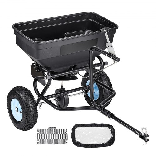 Tow Behind Broadcast Spreader, 130LBS Capacity, Tow/Push Garden