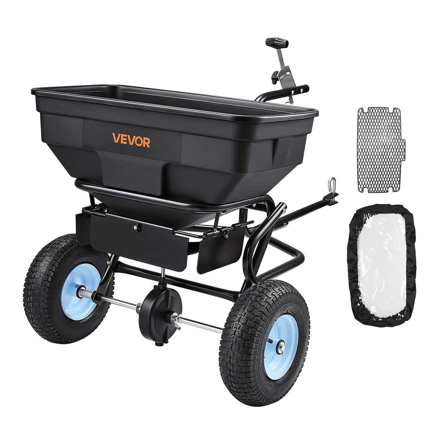 Tow Behind Broadcast Spreader, 130LBS Capacity, Tow/Push Garden