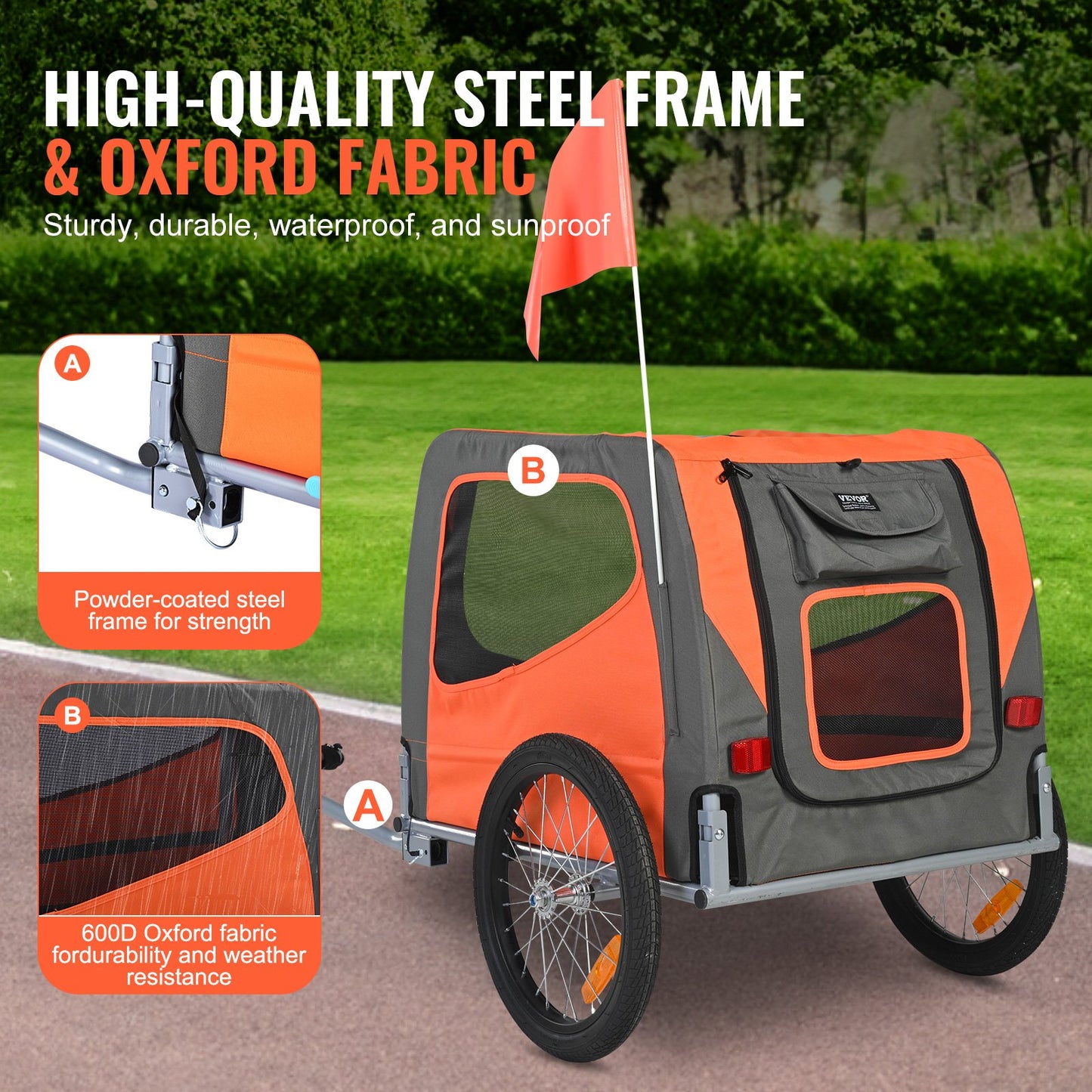 Dog Bike Trailer, Supports up to 66 lbs, Pet Cart Bicycle Carrier,