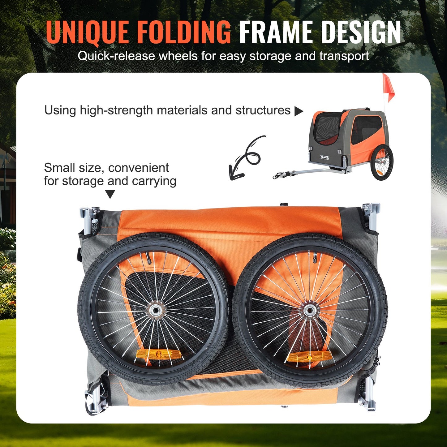 Dog Bike Trailer, Supports up to 66 lbs, Pet Cart Bicycle Carrier,