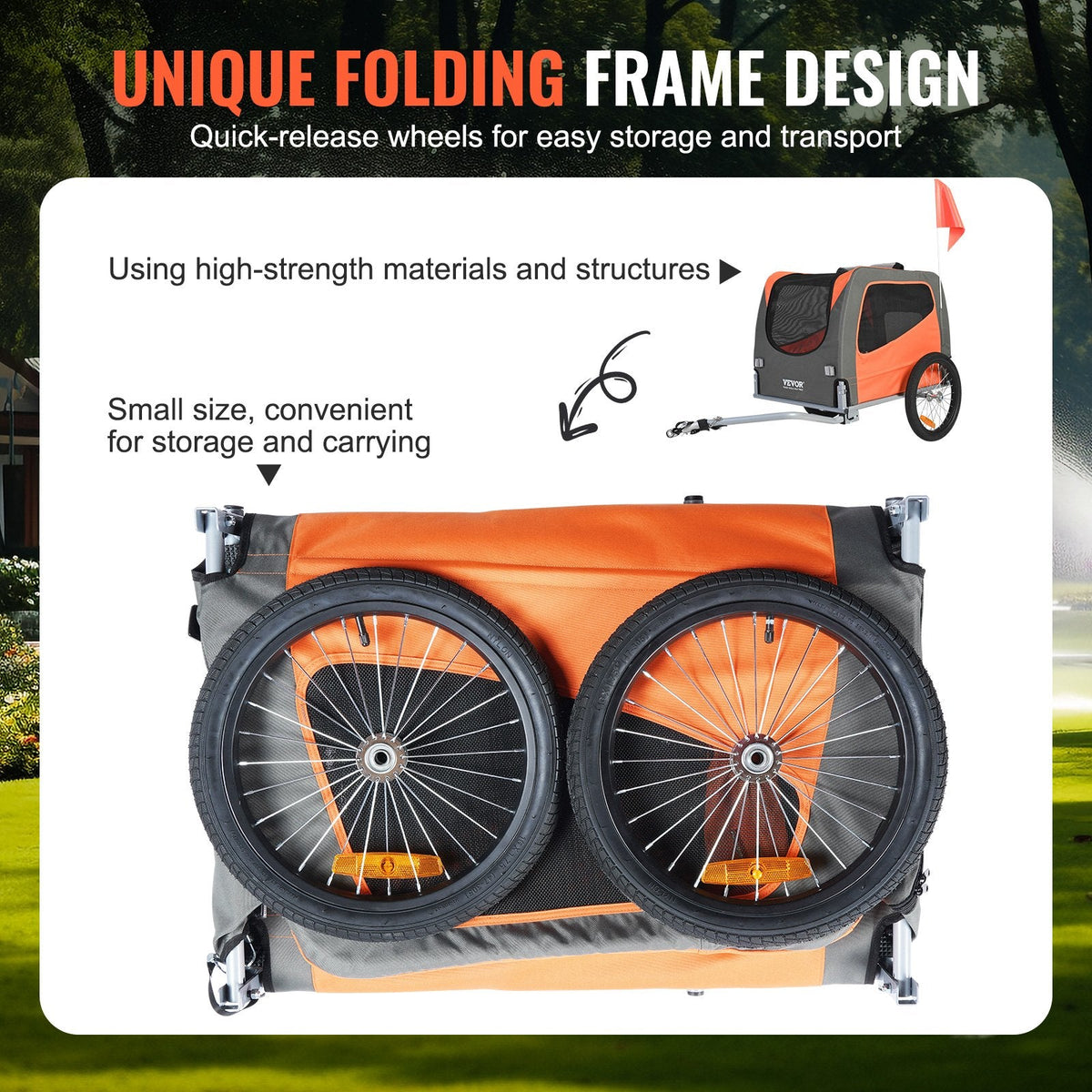VEVOR Dog Bike Trailer, Supports up to 66 lbs, Pet Cart Bicycle
