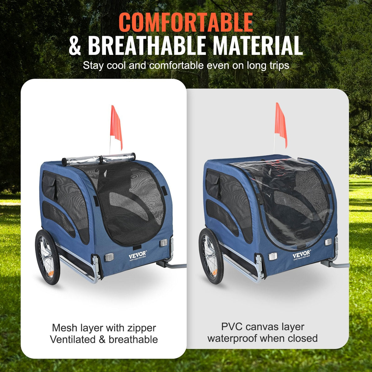 VEVOR Dog Bike Trailer, Supports up to 100 lbs, Pet Cart Bicycle