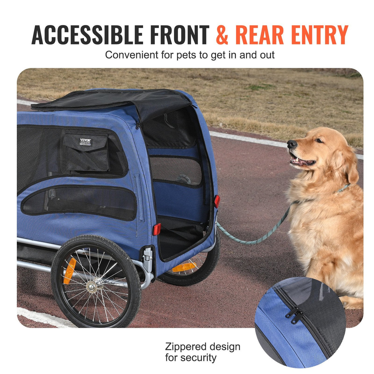 VEVOR Dog Bike Trailer, Supports up to 100 lbs, Pet Cart Bicycle