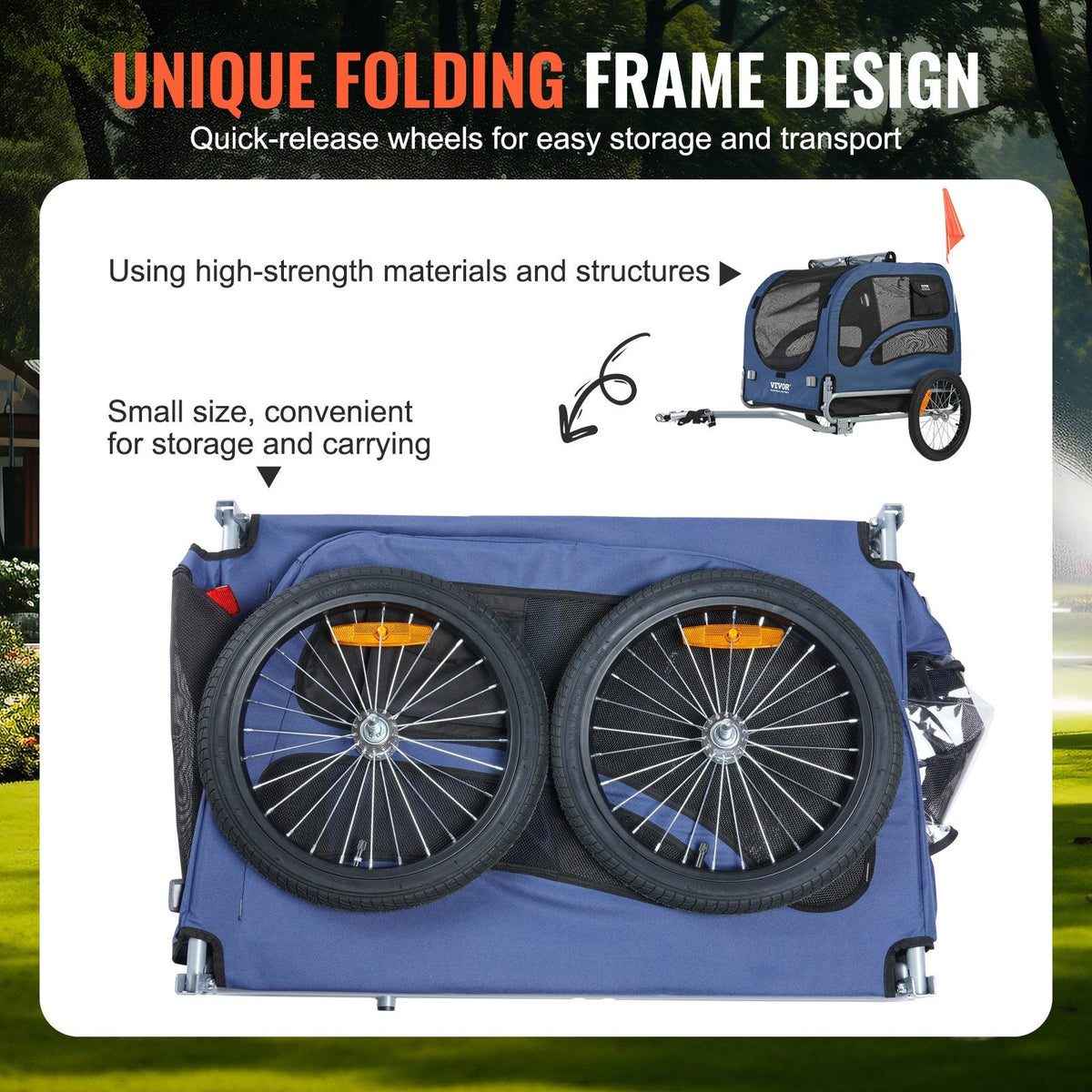 VEVOR Dog Bike Trailer, Supports up to 100 lbs, Pet Cart Bicycle