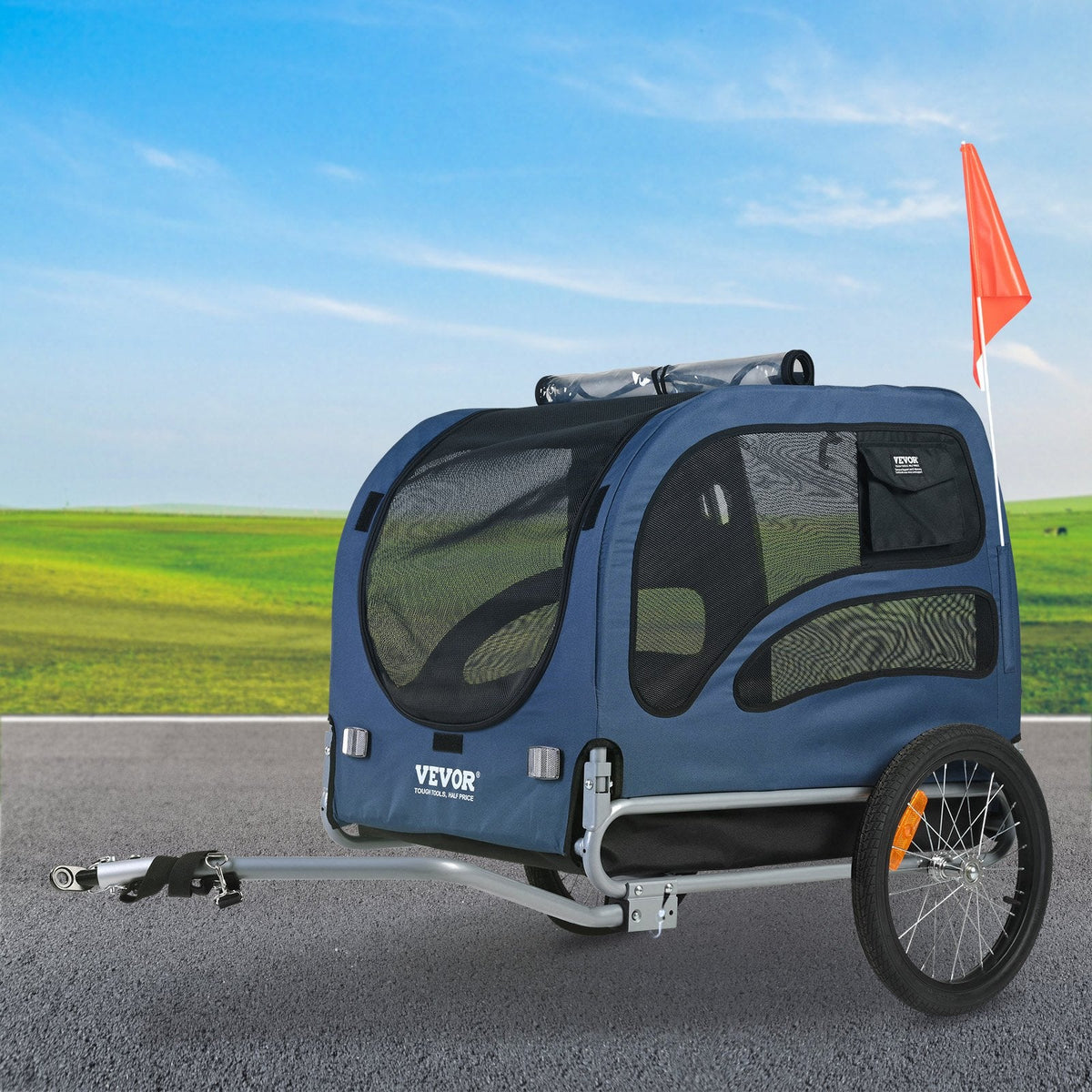 VEVOR Dog Bike Trailer, Supports up to 100 lbs, Pet Cart Bicycle