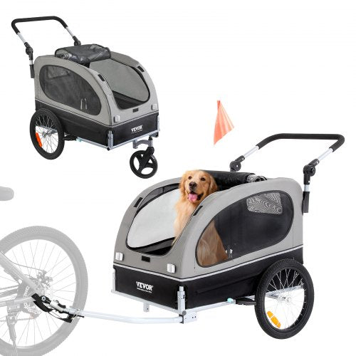 VEVOR Dog Bike Trailer, Supports up to 88 lbs, 2-in-1 Pet Stroller
