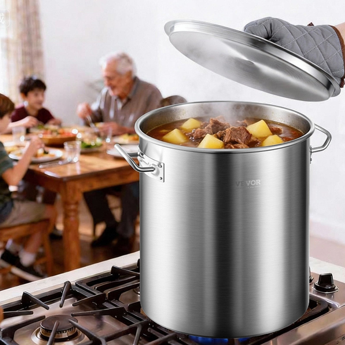 VEVOR Stainless Steel Stockpot, 42 Quart Large Cooking Pots, Cookware