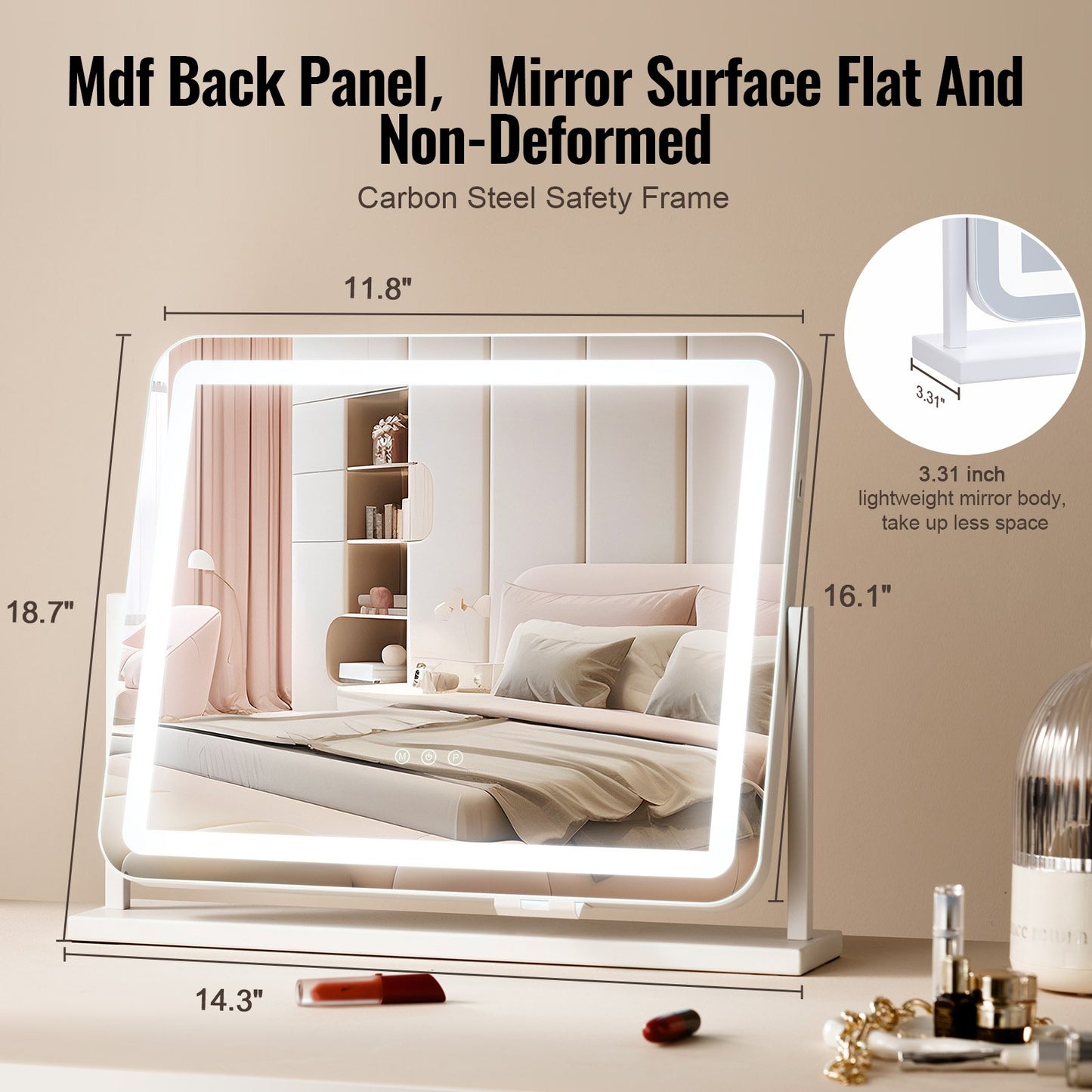 Vanity Mirror with Lights, Three Color Lighting Modes, Lighted Makeup