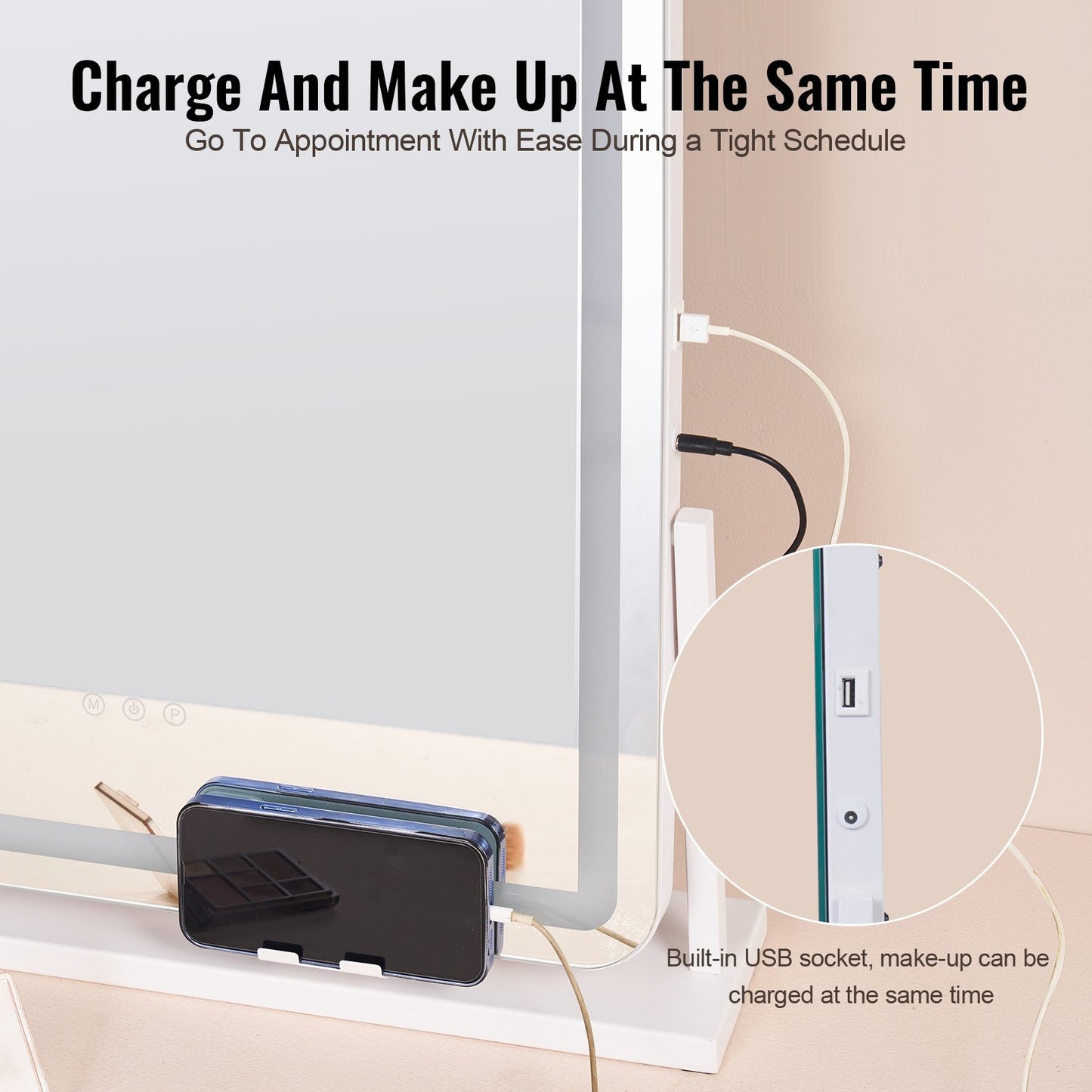 Vanity Mirror with Lights, Three Color Lighting Modes, Lighted Makeup