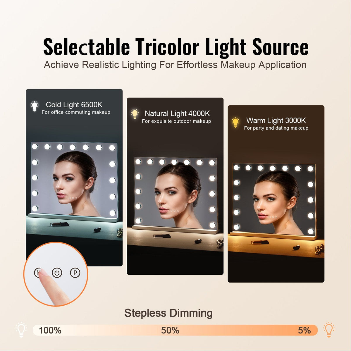 VEVOR Hollywood Vanity Mirror With Lights w/ USB Desktop Wall-mount