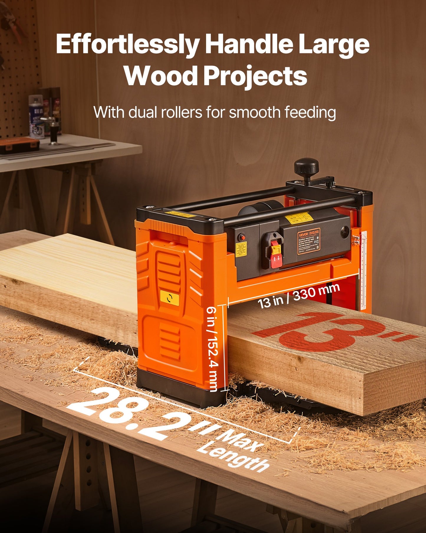 Thickness Planer, Two-Blade, 330 mm Width Worktable Power Benchtop