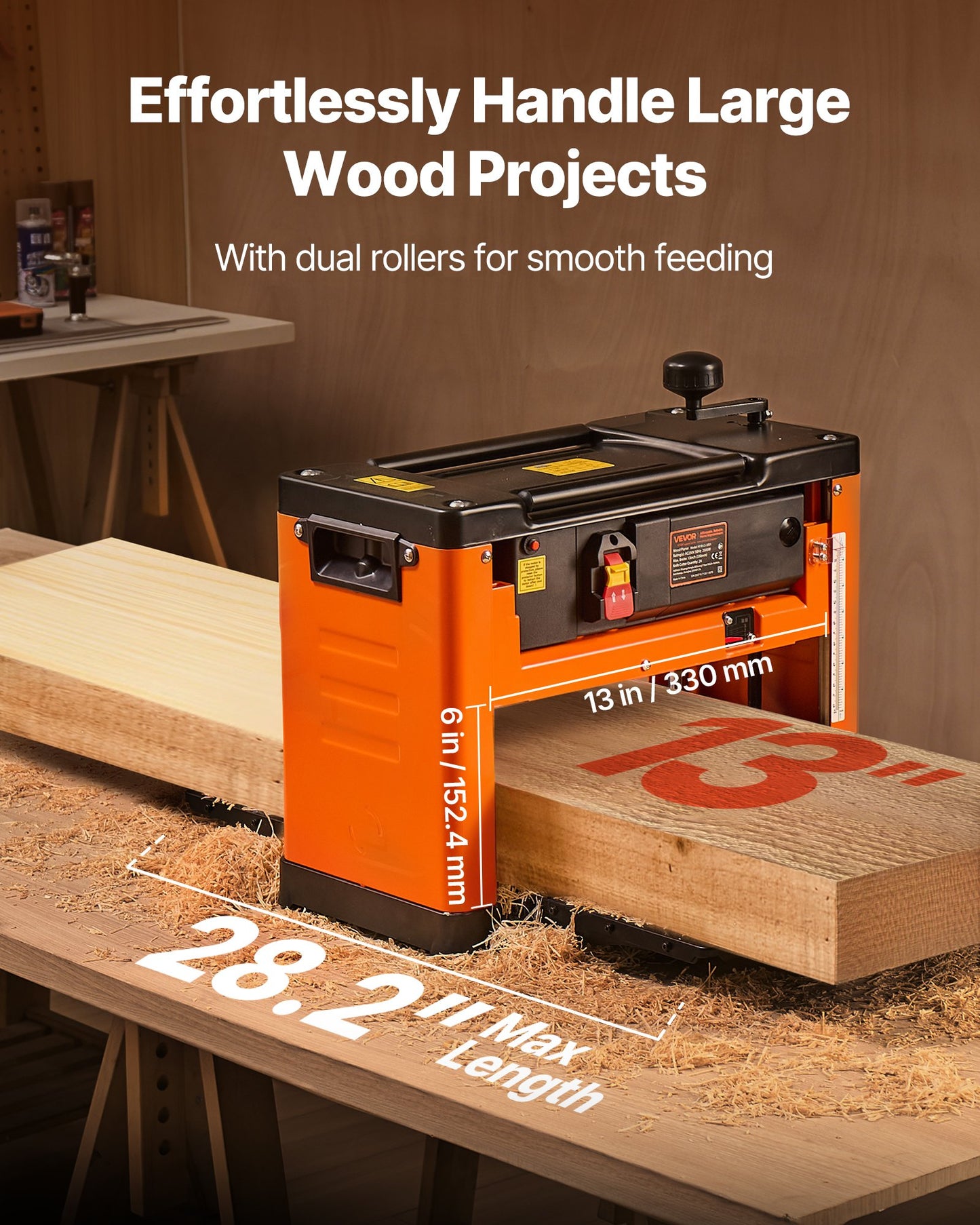 Thickness Planer, Three-Blade, 330 mm Width Worktable Power Benchtop