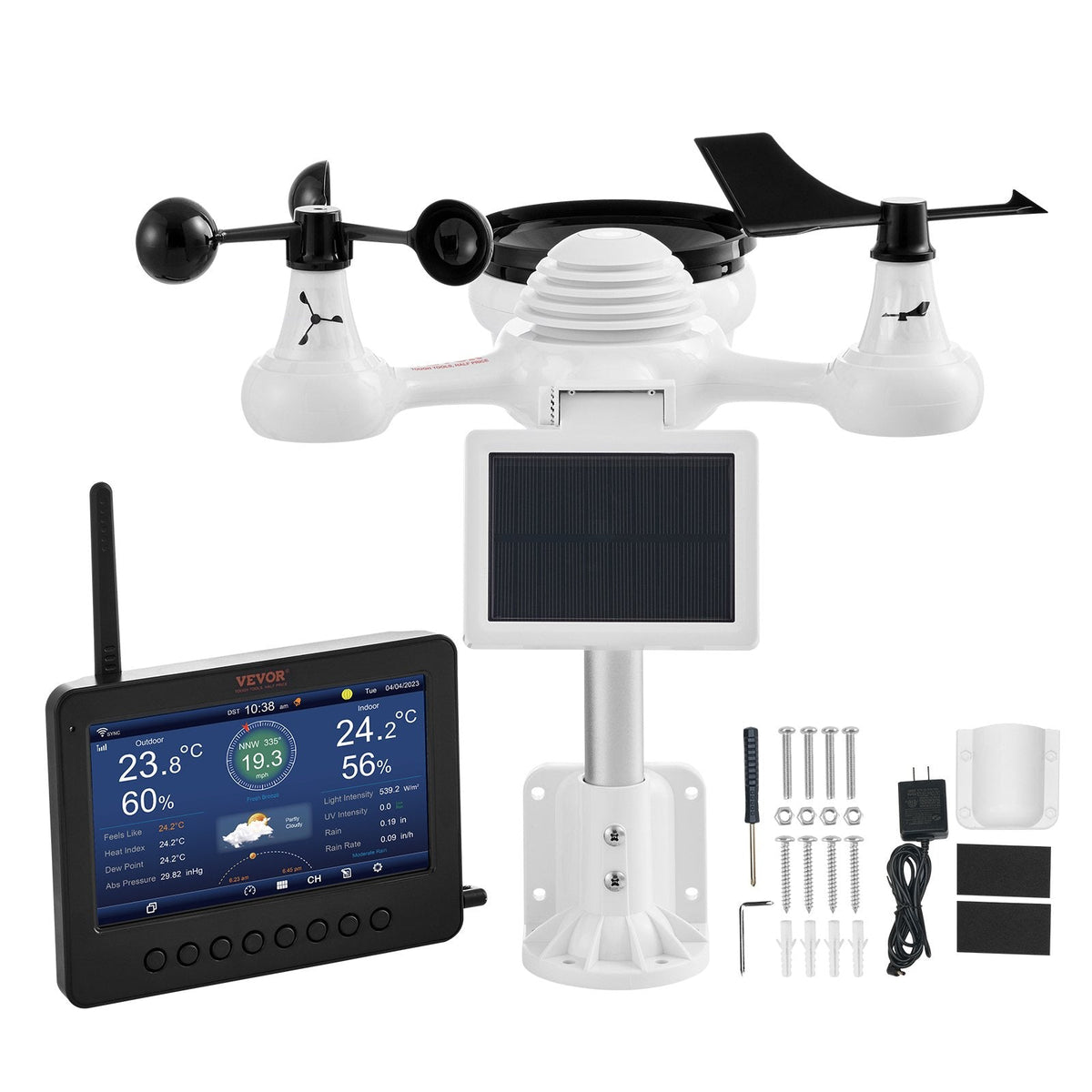 VEVOR 7-in-1 Wi-Fi Weather Station 186mm (7 in) TFT Display Wireless