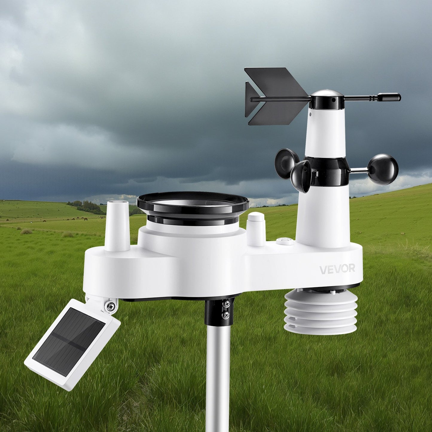 7-in-1 Wi-Fi Weather Station with APP, 190.5 mm VA Display, Wireless