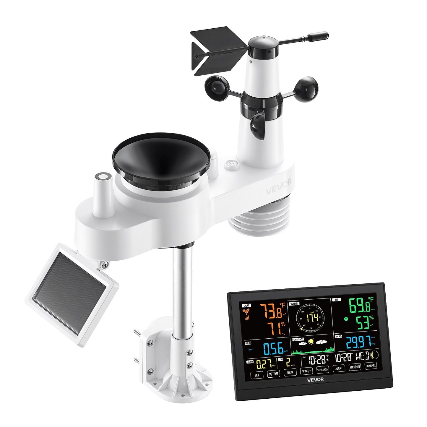 7-in-1 Wi-Fi Weather Station with APP, 190.5 mm VA Display, Wireless