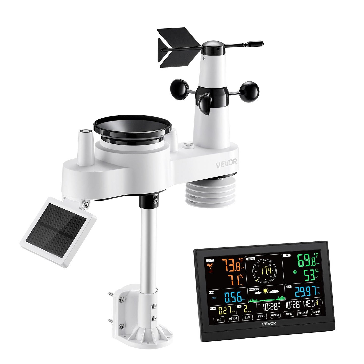 7-in-1 Wi-Fi Weather Station with APP, 190.5 mm VA Display, Wireless