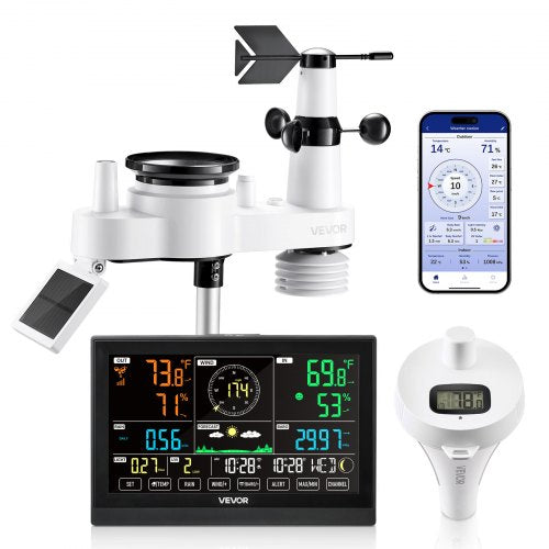 7-in-1 Wi-Fi Weather Station with APP, 190.5 mm Display, Wireless