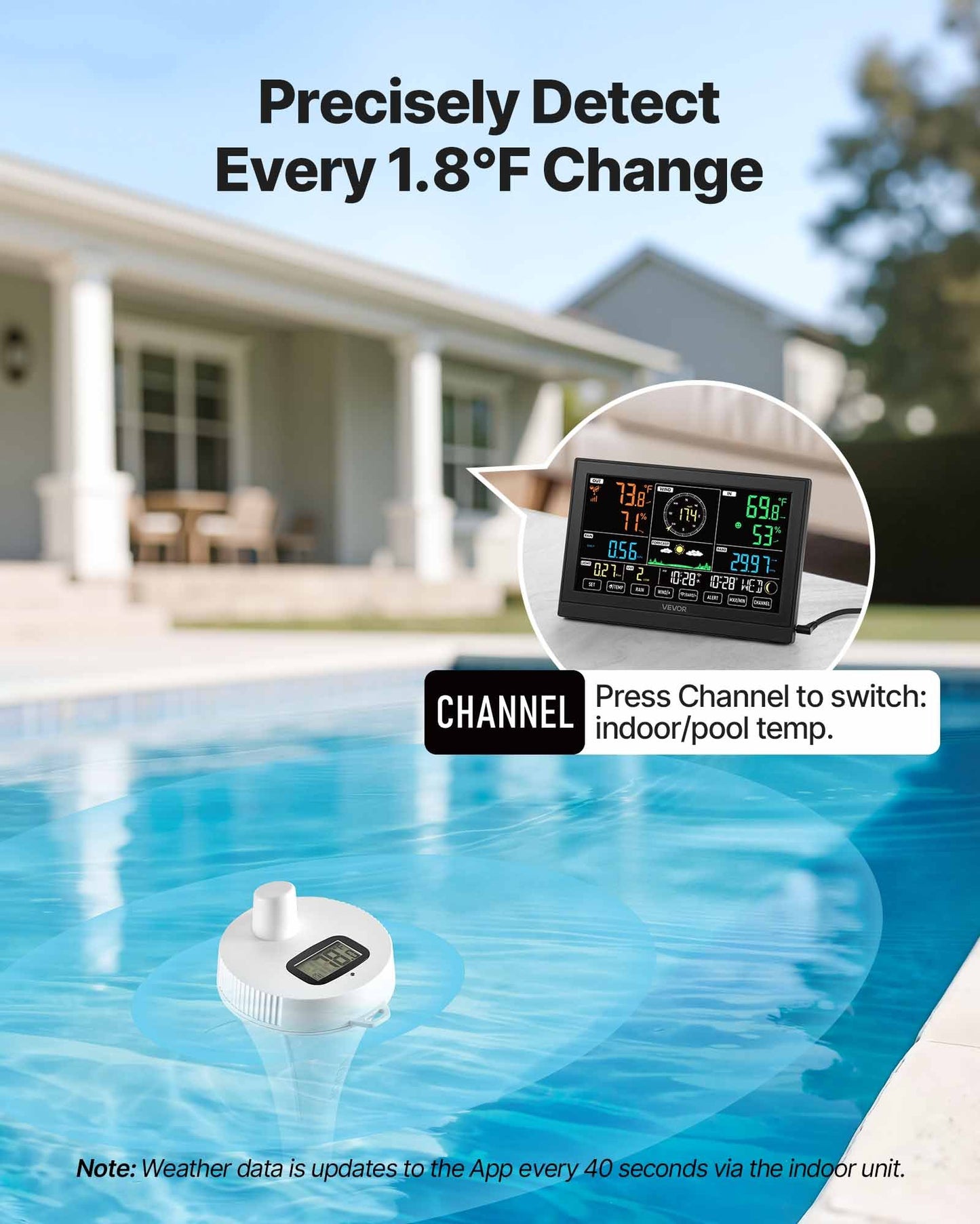 7-in-1 Wi-Fi Weather Station with APP, 190.5 mm Display, Wireless