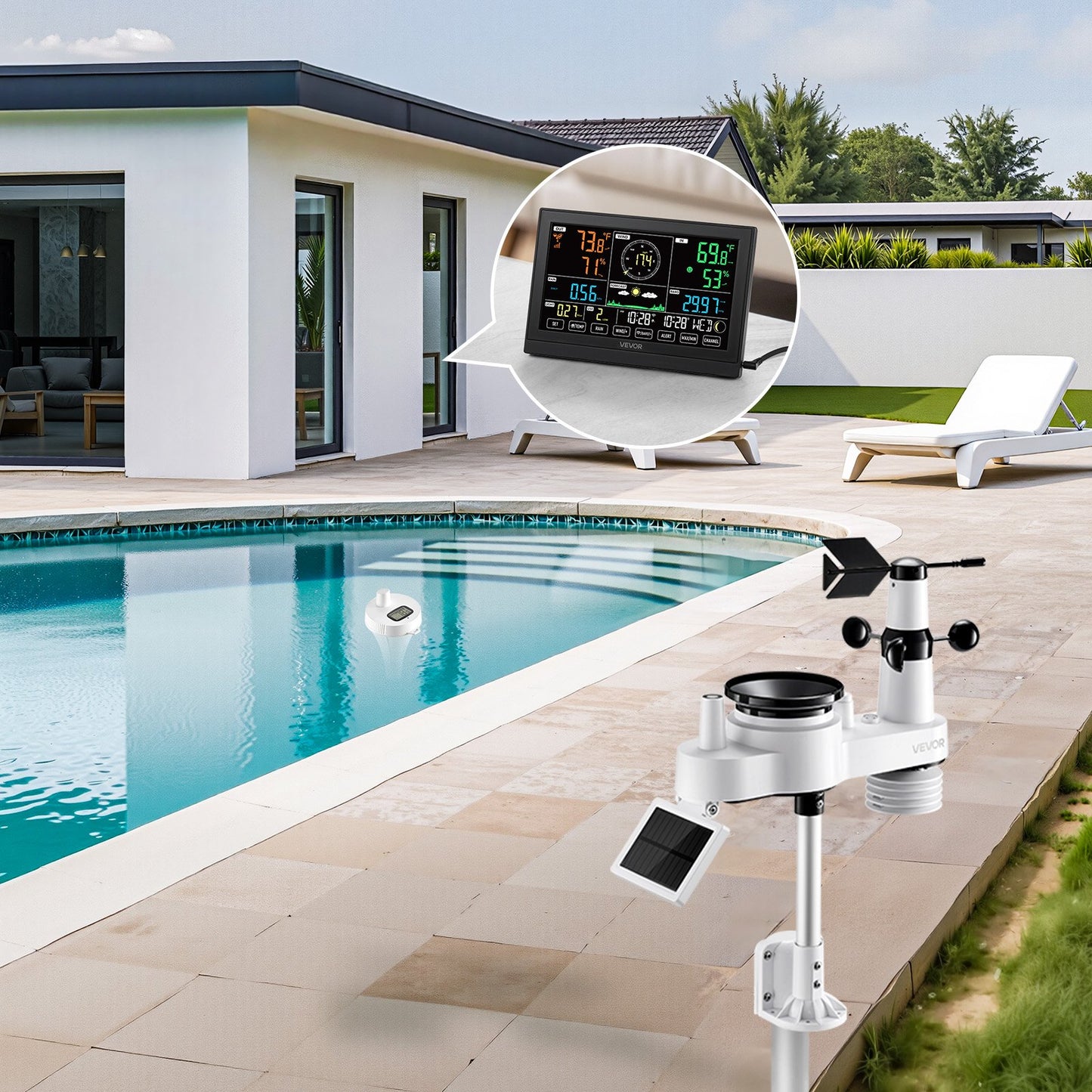 7-in-1 Wi-Fi Weather Station with APP, 190.5 mm Display, Wireless
